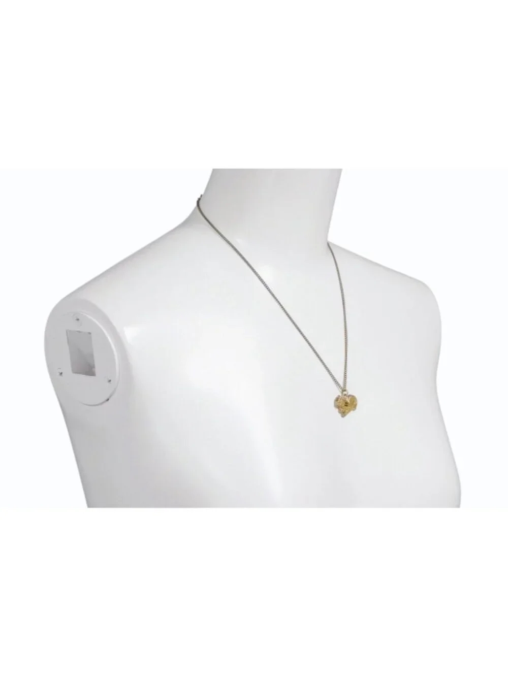 Chanel CC Logo Squirrel Animal Necklace Glitter Gold Plated Yellow